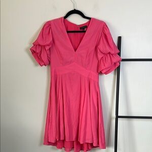 1. State Pink V-Neck Puff Sleeve Mini Dress